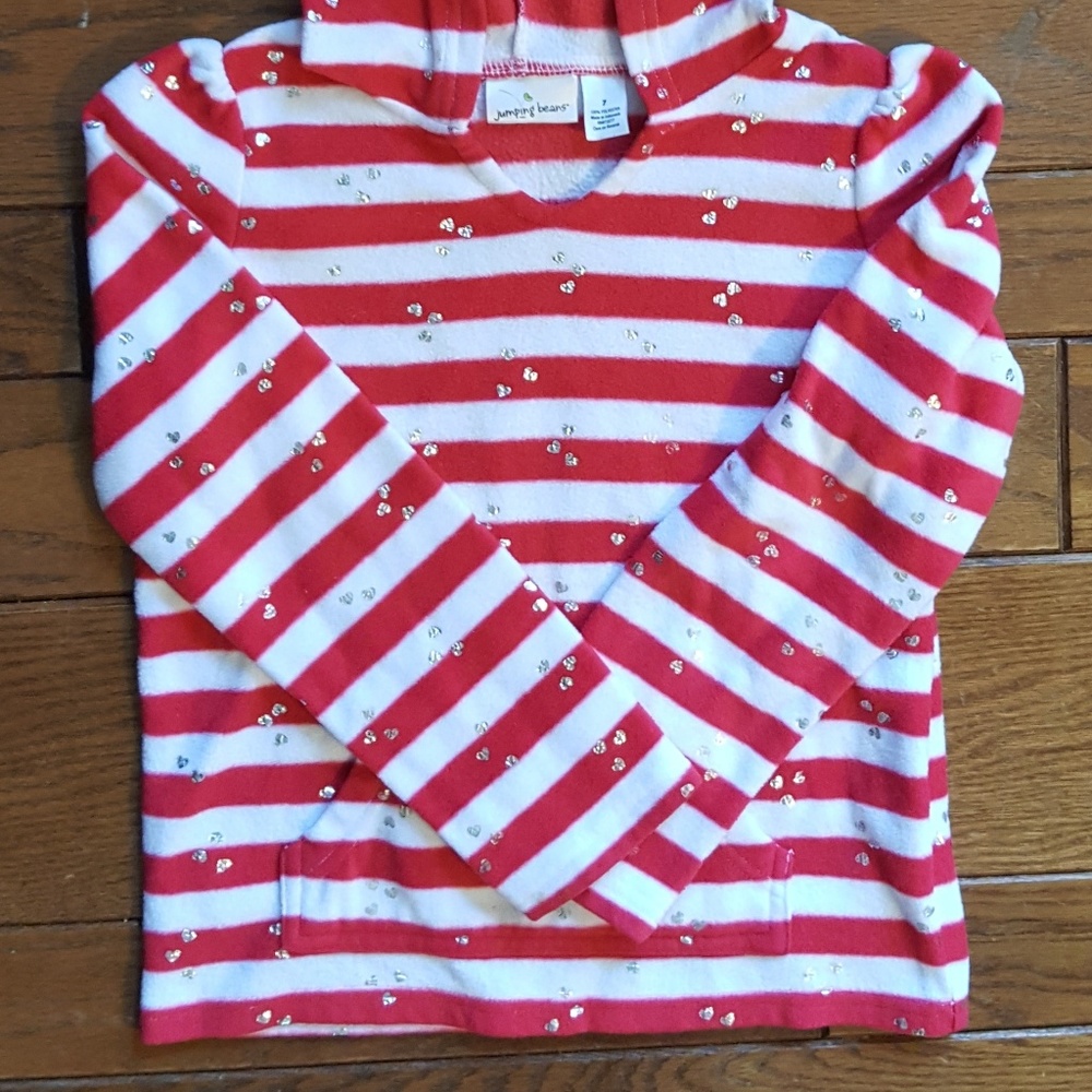 Red and white striped fleece top